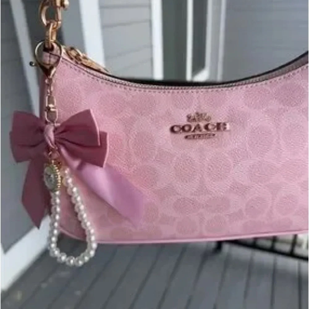 COACH Pink Signature Canvas Bag. - Picture 3 of 8